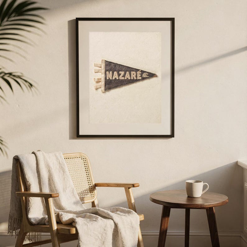 Nazaré, Portugal Surf Pennant Print | Vintage Felt Pennant Art | Beach House Decor | Retro Surf Wall Art | Printable Digital Download image 7