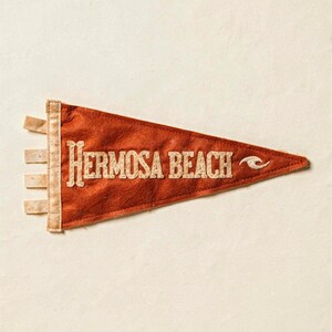 Hermosa Beach, California Surf Pennant Print | Vintage Felt Pennant Art | Beach House Decor | Retro Surf Wall Art | Printable Digital Downlo image 2