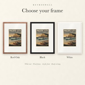 Pacific City Oregon Surf Travel Poster, Framed or Unframed Vintage Style Coastal Print image 4
