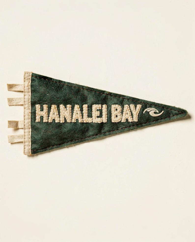 Hanalei Bay surf pennant unframed printed artwork and full composition with its paper border.