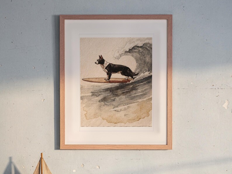 Border Collie Surfing Print