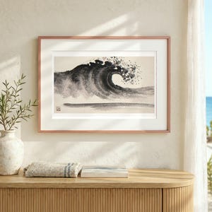 Crashing Wave Xieyi Ink Art Print, Framed or Unframed Chinese Brush Painting, Landscape Wall Art image 12