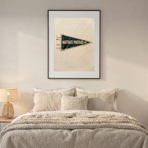 Martha's Vineyard, Massachusetts Surf Pennant Print | Vintage Felt Pennant Art | Beach House Decor | Retro Surf Wall Art | Printable Digital image 6