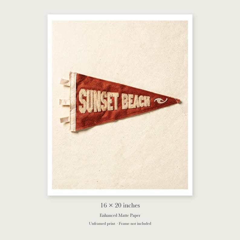 Sunset Beach, Oahu, Hawaii Surf Pennant unframed 16 by 20 inch print on enhanced matte paper, shown with its white paper border.