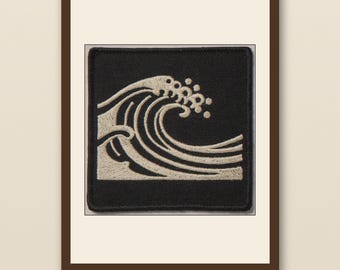 Wave Embroidered Patch Print | Vintage Embroidered Patch Wall Art | Retro Surf Decor | Printable Beach House Art