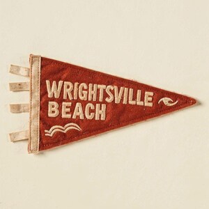 Wrightsville Beach, North Carolina Surf Pennant Print | Vintage Felt Pennant Art | Beach House Decor | Retro Surf Wall Art | Printable Digit image 2