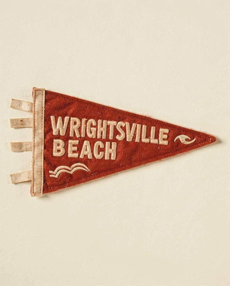 Wrightsville Beach, North Carolina Surf Pennant Print | Vintage Felt Pennant Art | Beach House Decor | Retro Surf Wall Art | Printable Digit image 2