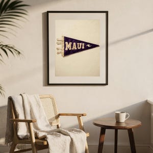 Maui, Hawaii Surf Pennant Print | Vintage Felt Pennant Art | Beach House Decor | Retro Surf Wall Art | Printable Digital Download image 7