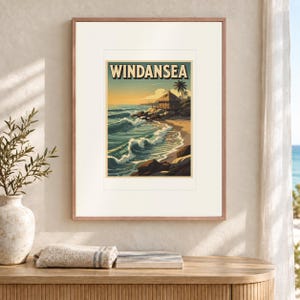 Windansea Surf Travel Poster, Framed or Unframed Vintage Style Coastal Print image 12