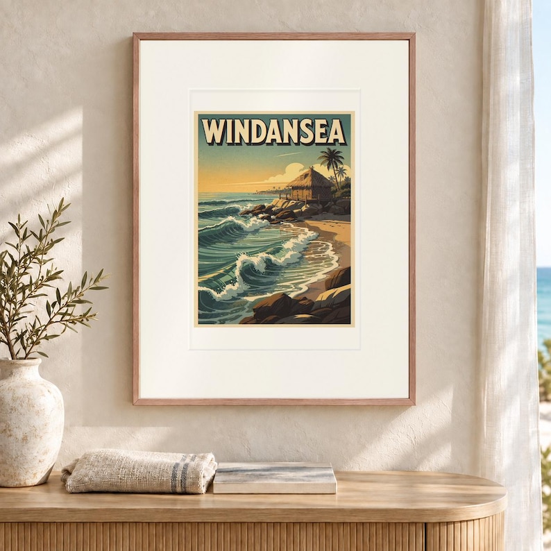Windansea Surf Travel Poster, Framed or Unframed Vintage Style Coastal Print image 12