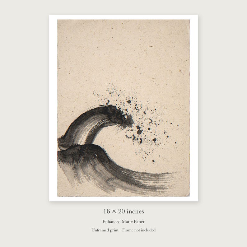 Breaking Wave Ink Style unframed 16 by 20 inch print on enhanced matte paper, shown with its white paper border.