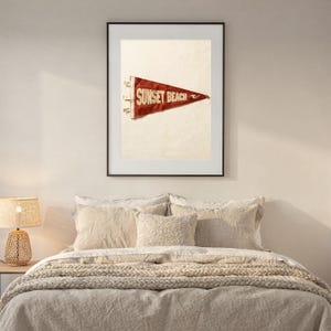 Estampado de banderín de surf en Sunset Beach, Oahu, Hawái / Arte de banderín de fieltro vintage / Decoración para casa de playa / Arte mural retro de surf / Descarga digital imprimible imagen 6