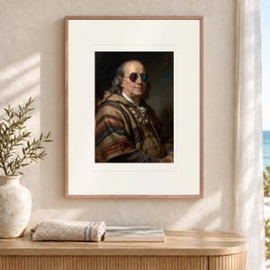 Benjamin Franklin Art Print, Funny Colorful Sunglasses Historical Portrait, Framed or Unframed image 12