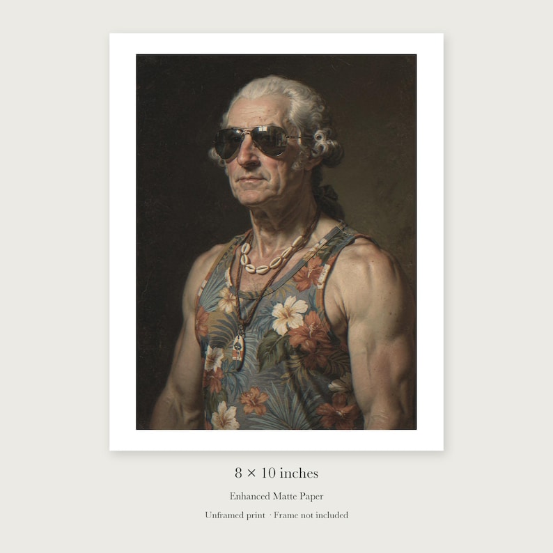 George Washington unframed 8 by 10 inch print on enhanced matte paper, shown with its white paper border.