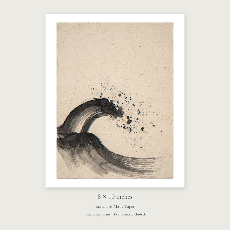 Breaking Wave Ink Style unframed 8 by 10 inch print on enhanced matte paper, shown with its white paper border.