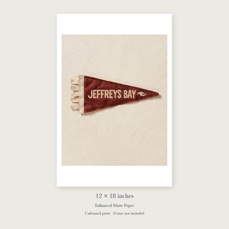 Jeffreys Bay, South Africa Surf Pennant Art Print, Framed or Unframed Coastal Poster image 8