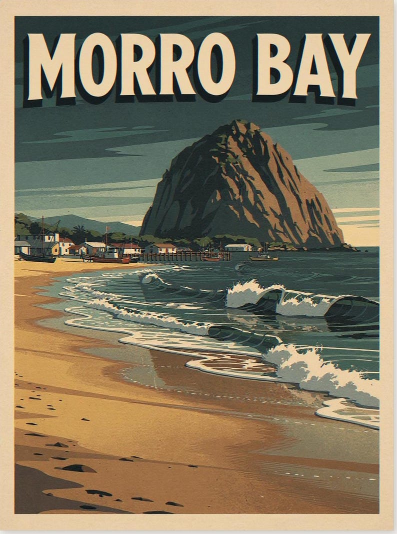 Morro Bay California Surf Poster
