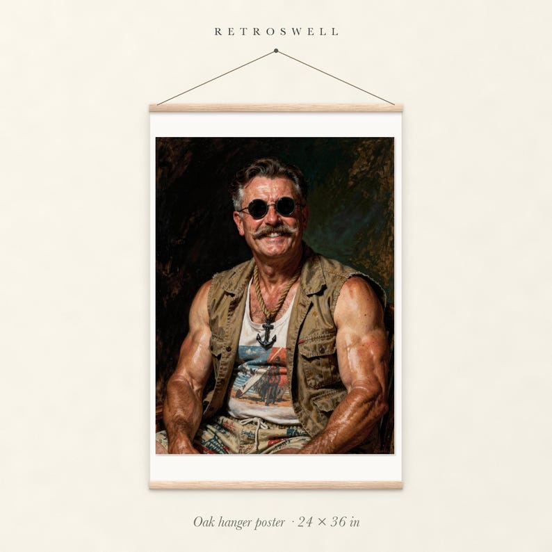Teddy Roosevelt Surfer Oil Painting