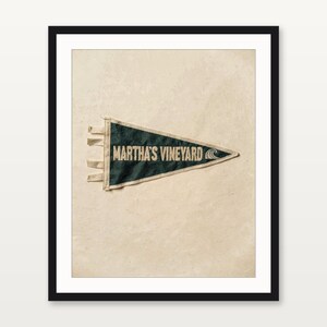 Martha's Vineyard, Massachusetts Surf Pennant Print | Vintage Felt Pennant Art | Beach House Decor | Retro Surf Wall Art | Printable Digital image 3