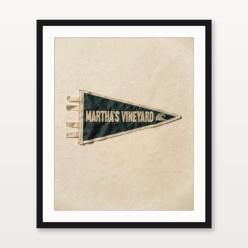 Martha's Vineyard, Massachusetts Surf Pennant Print | Vintage Felt Pennant Art | Beach House Decor | Retro Surf Wall Art | Printable Digital image 3