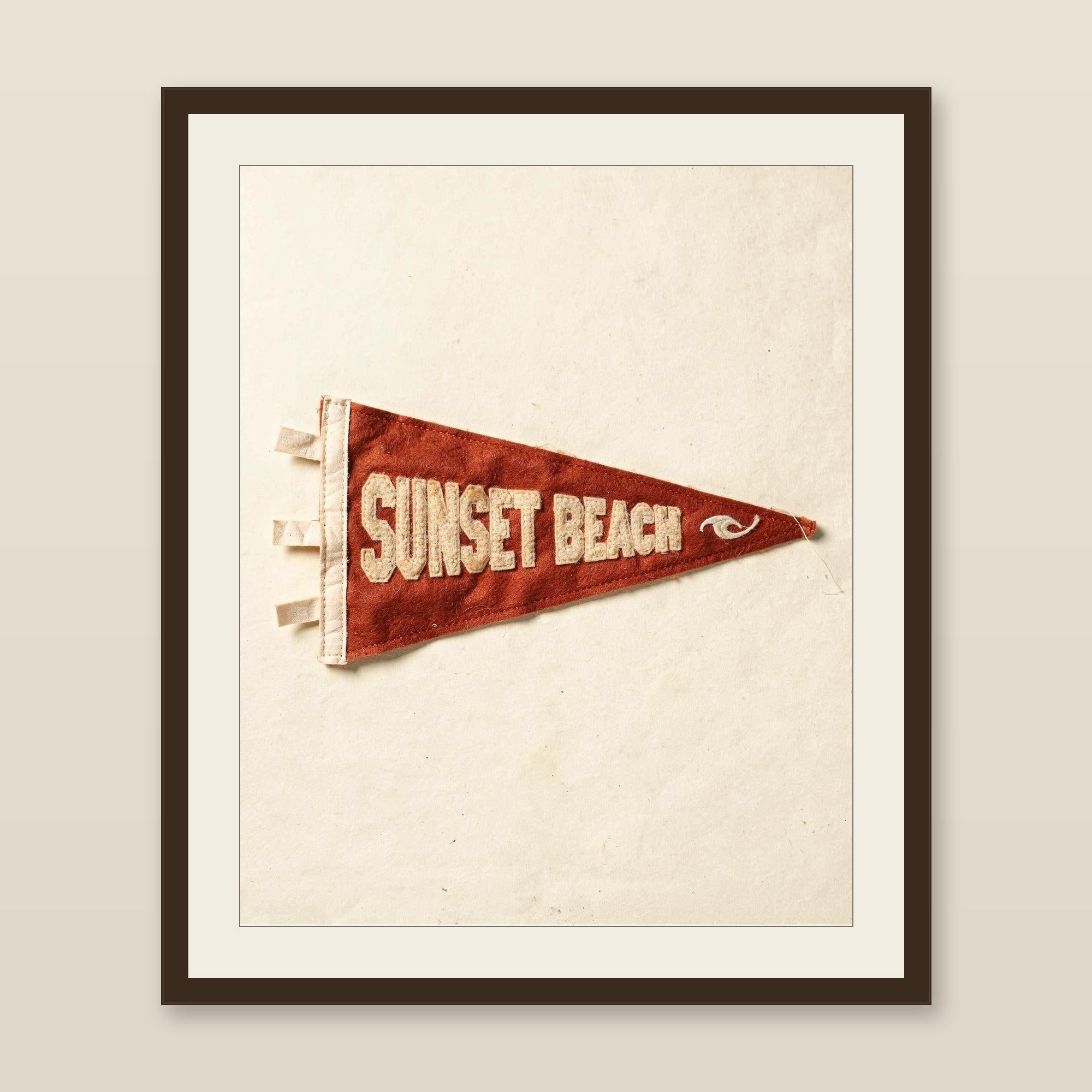 Sunset Beach, Oahu, Hawaii Surf Pennant Print | Vintage Felt Pennant Art | Beach House Decor | Retro Surf Wall Art | Printable Digital Downl