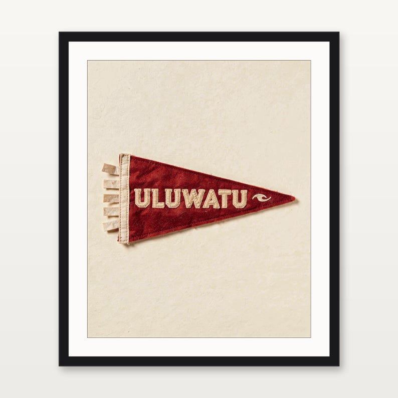 Uluwatu, Bali, Indonesia Surf Pennant Print | Vintage Felt Pennant Art | Beach House Decor | Retro Surf Wall Art | Printable Digital Downloa image 3