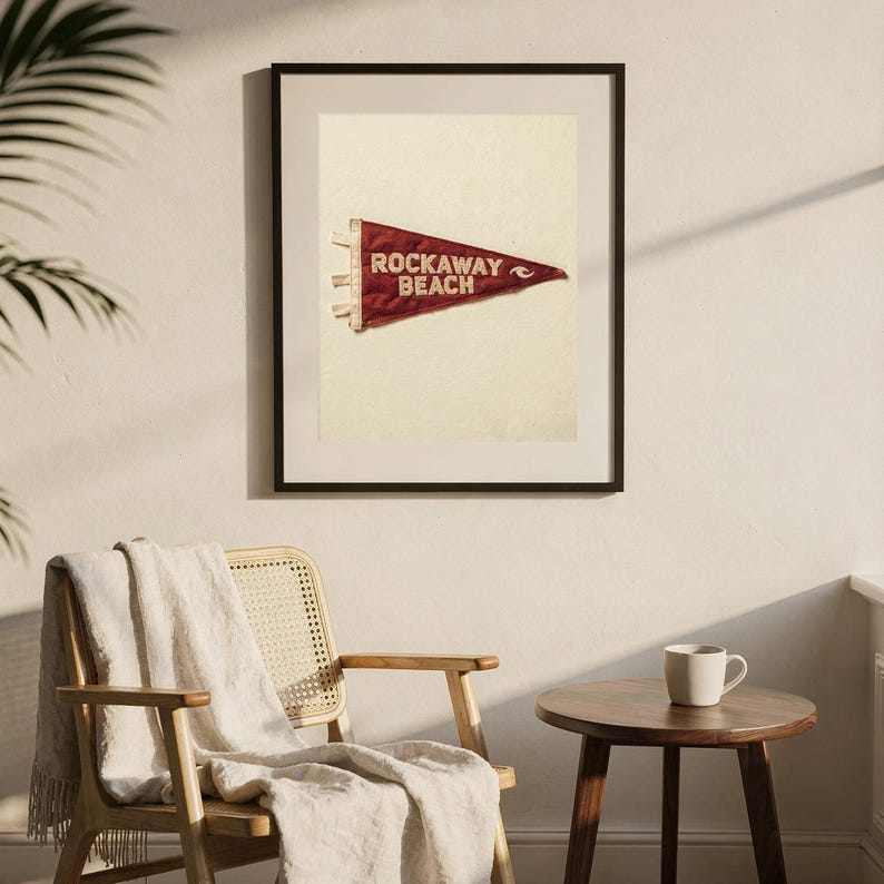 Rockaway Beach, New York Surf Pennant Print | Vintage Felt Pennant Art | Beach House Decor | Retro Surf Wall Art | Printable Digital Downloa image 7