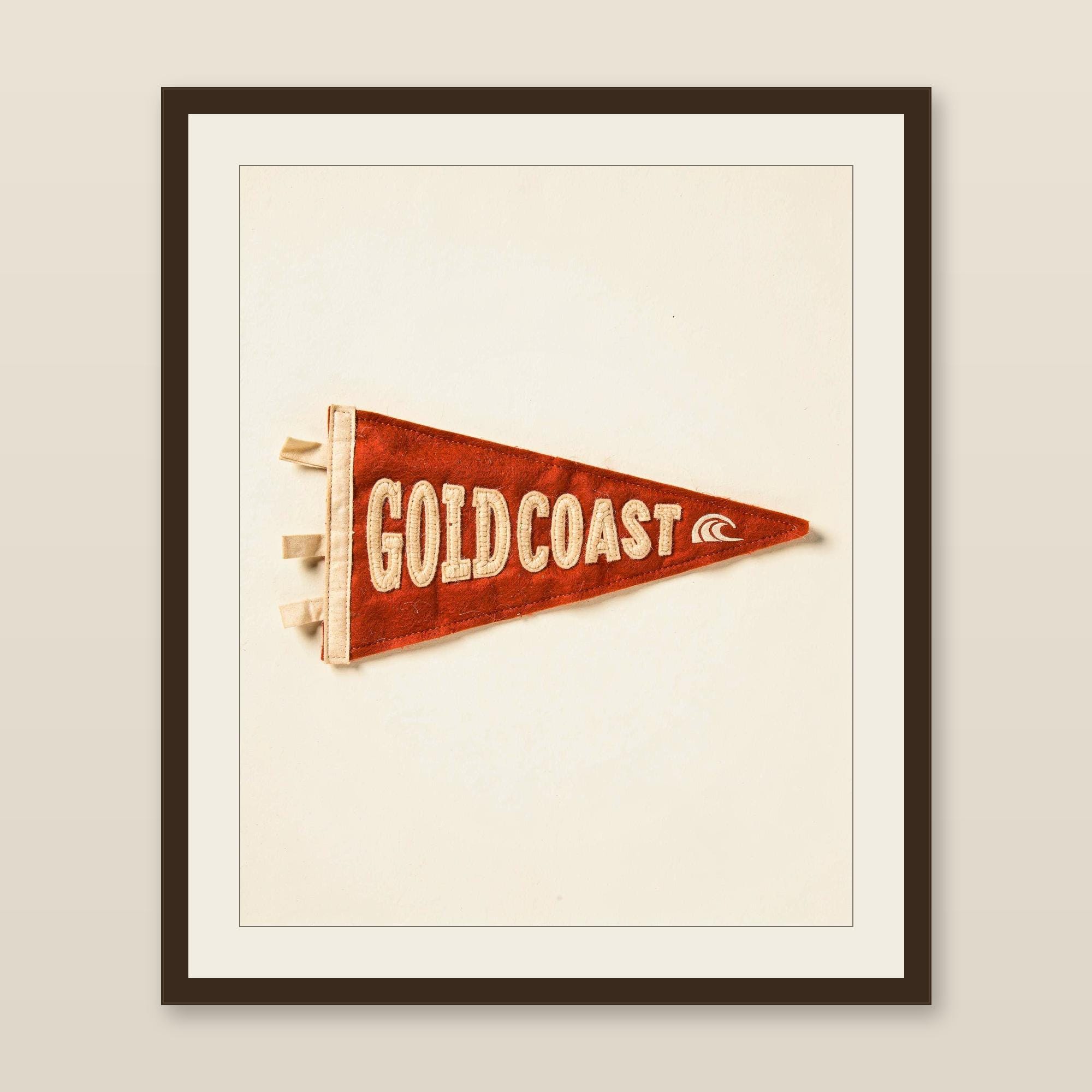 Gold Coast, Queensland, Australia Surf Pennant Print | Vintage Felt Pennant Art | Beach House Decor | Retro Surf Wall Art | Printable Digita