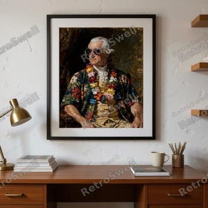 John Adams Surf Art Print framed in a home office setting
