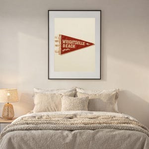 Wrightsville Beach, North Carolina Surf Pennant Print | Vintage Felt Pennant Art | Beach House Decor | Retro Surf Wall Art | Printable Digit image 6