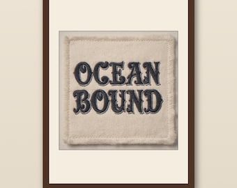 Parche bordado Ocean Bound / Arte mural vintage con parche bordado / Decoración retro de surf / Arte imprimible para casa de playa