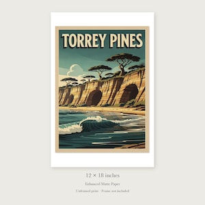 Torrey Pines Surf unframed 12 by 18 inch print on enhanced matte paper, shown with its white paper border.