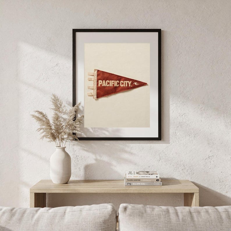 Pacific City, Oregon Surf Pennant Print | Vintage Felt Pennant Art | Beach House Decor | Retro Surf Wall Art | Printable Digital Download image 5