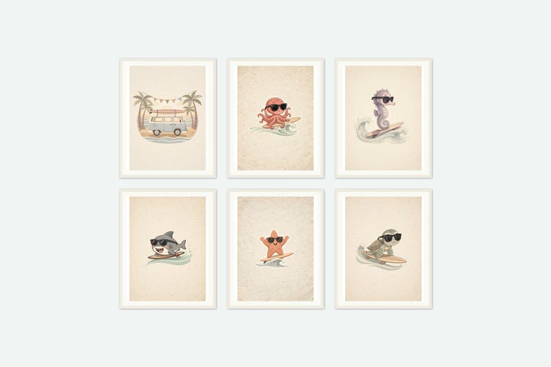 Ocean Nursery Gallery Wall Bundle - print arrangement view 1