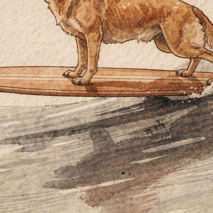 Golden Retriever Surfing Print | Dog Surf Wall Art | Fine Art Coastal Decor | Dog Lover Gift | Printable Wall Art Digital Download image 4