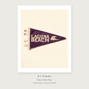 Laguna Beach, California Surf Pennant Art Print, Framed or Unframed Coastal Poster image 7