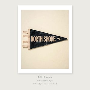 North Shore, Oahu Surf Pennant unframed 8 by 10 inch print on enhanced matte paper, shown with its white paper border.