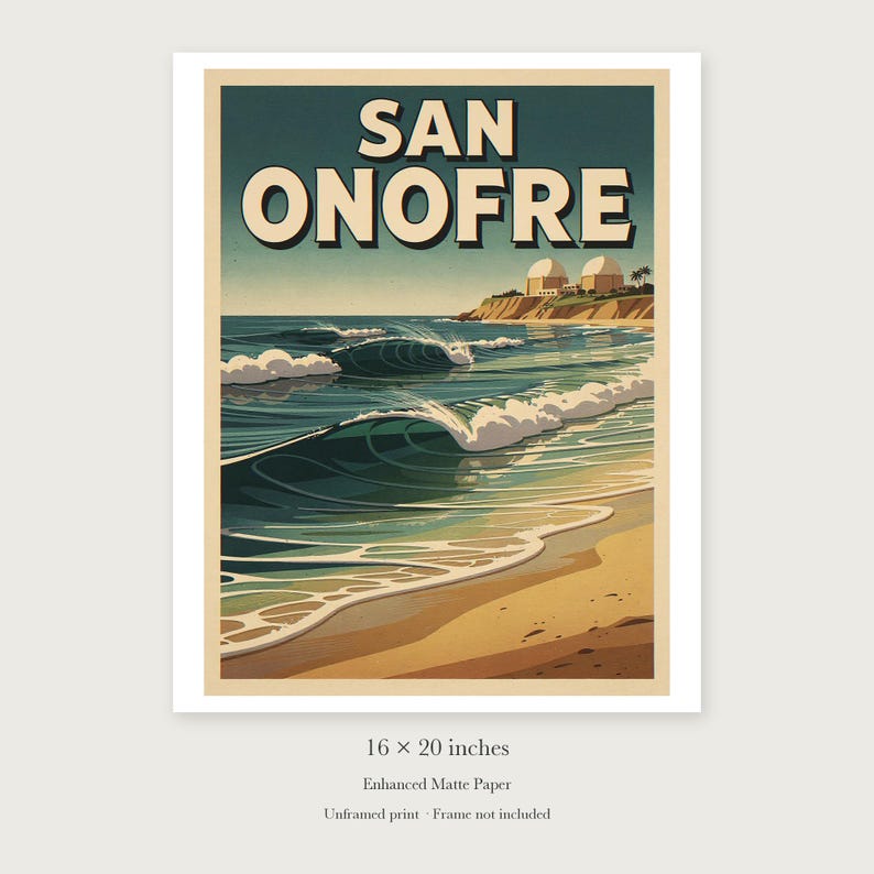 San Onofre Surf unframed 16 by 20 inch print on enhanced matte paper, shown with its white paper border.