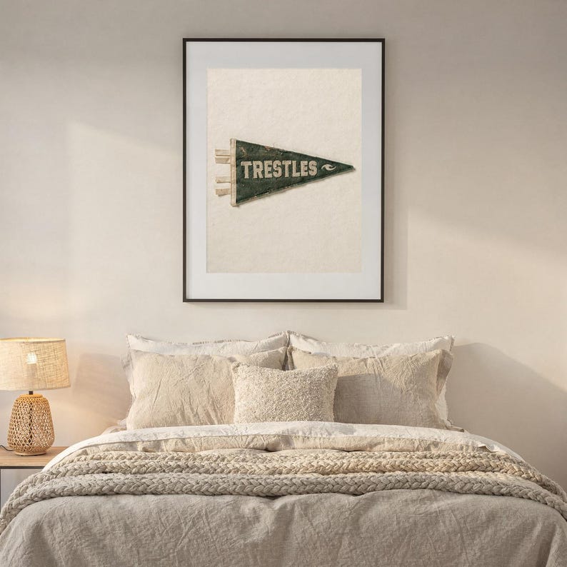 Trestles, San Clemente, California Surf Pennant Print | Vintage Felt Pennant Art | Beach House Decor | Retro Surf Wall Art | Printable Digit image 7