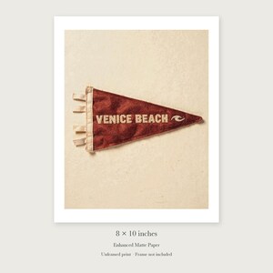 Venice Beach, California Surf Pennant Art Print, Framed or Unframed Coastal Poster image 7
