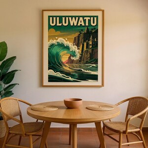 Uluwatu Bali Surf Poster | Vintage Surf Travel Poster | Retro Beach Wall Art | Coastal Decor Printable image 5