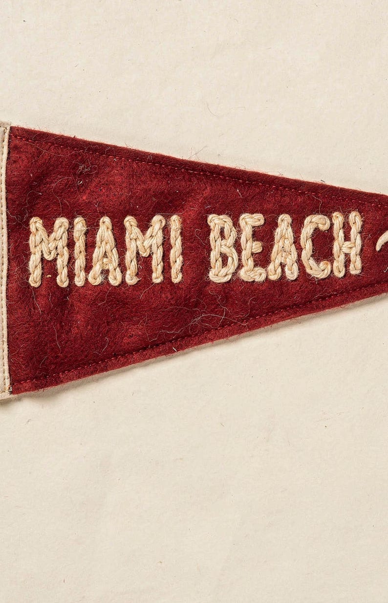 Miami Beach, Florida Surf Pennant Print | Vintage Felt Pennant Art | Beach House Decor | Retro Surf Wall Art | Printable Digital Download image 4