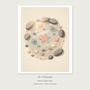 Tide Pool Nursery unframed 16 by 20 inch print on enhanced matte paper, shown with its white paper border.