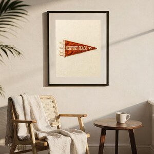 Newport Beach, California Surf Pennant Print | Vintage Felt Pennant Art | Beach House Decor | Retro Surf Wall Art | Printable Digital Downlo image 7