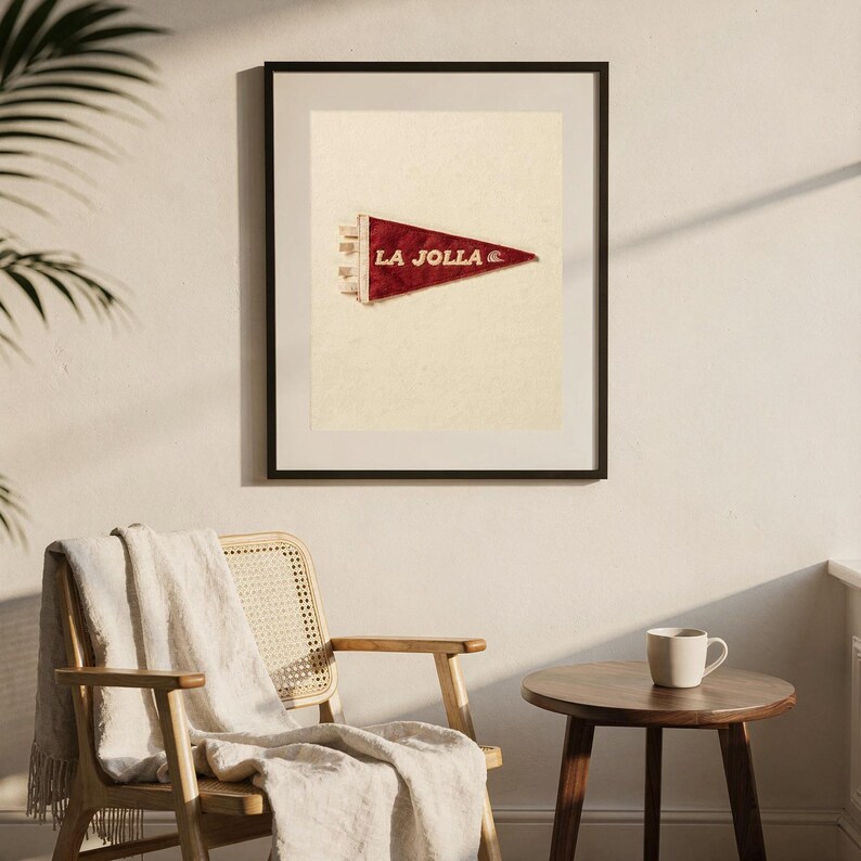 La Jolla, California Surf Pennant Print | Vintage Felt Pennant Art | Beach House Decor | Retro Surf Wall Art | Printable Digital Download image 7