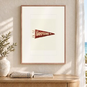The Hamptons, New York Surf Pennant Art Print, Framed or Unframed Coastal Poster image 12