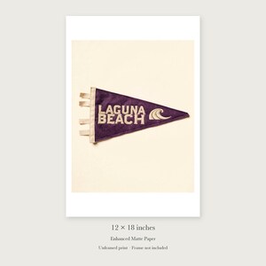 Laguna Beach, California Surf Pennant Art Print, Framed or Unframed Coastal Poster image 8