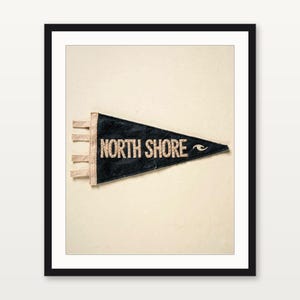 North Shore, Oahu, Hawaii Surf Pennant Print | Vintage Felt Pennant Art | Beach House Decor | Retro Surf Wall Art | Printable Digital Downlo image 3