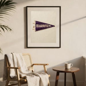 Estampado de banderín de surf de Biarritz, Francia / Arte vintage de banderín de fieltro / Decoración para casa de playa / Arte mural retro de surf / Descarga digital imprimible imagen 7