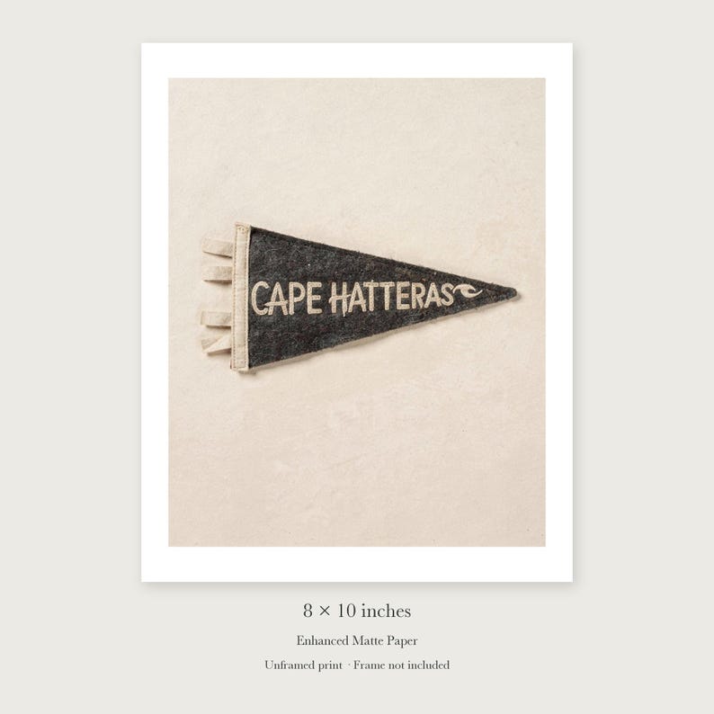 Cape Hatteras, North Carolina Surf Pennant unframed 8 by 10 inch print on enhanced matte paper, shown with its white paper border.